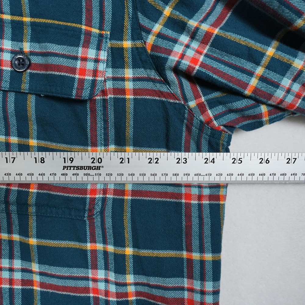 LL Bean Mens Fleece Lined Flannel Shirt Jacket Admiral Blue Plaid Hooded Large - Picture 5 of 7